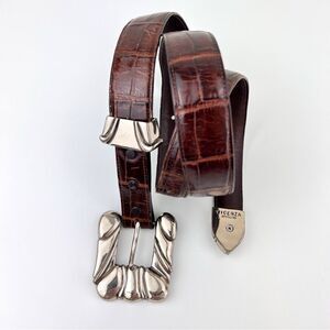 Vintage Vicenza Calfskin Alligator Print Sterling Silver Women’s Waist Belt
